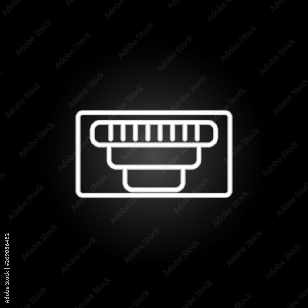 Poster vga cable neon icon. elements of computer hardware set. simple icon for websites, web design, mobile