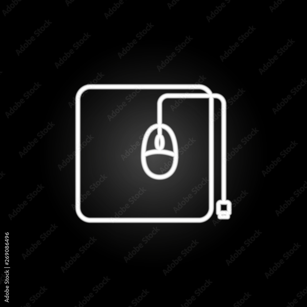 Poster pc mouse neon icon. elements of computer hardware set. simple icon for websites, web design, mobile 