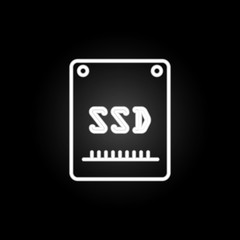 SSD disk neon icon. Elements of computer hardware set. Simple icon for websites, web design, mobile app, info graphics