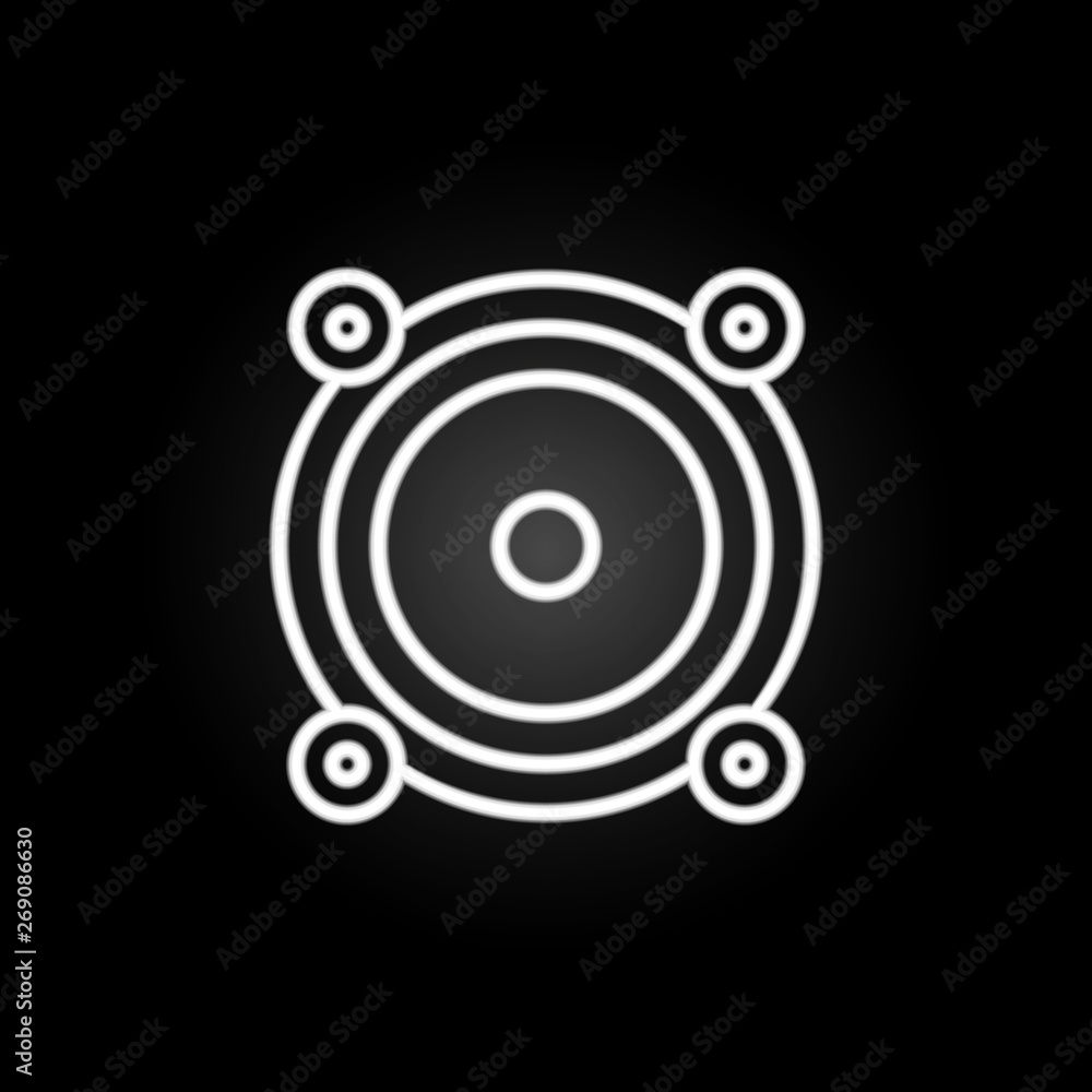 Poster acoustics neon icon. elements of computer hardware set. simple icon for websites, web design, mobile