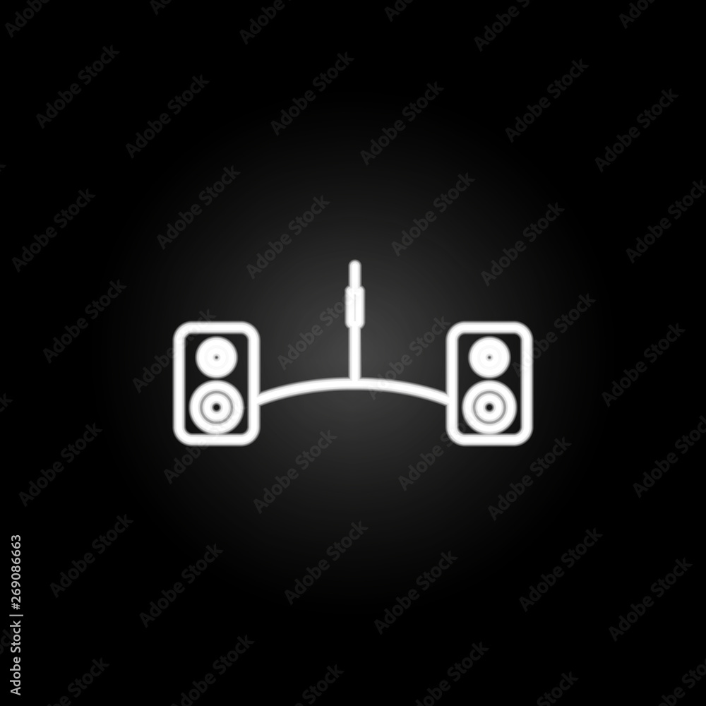 Poster acoustic system neon icon. elements of computer hardware set. simple icon for websites, web design, 
