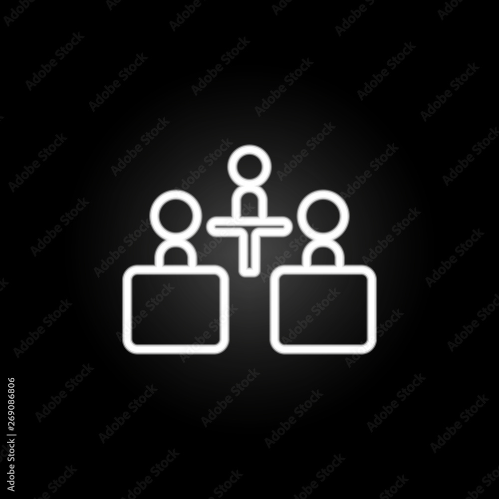 Poster the meeting neon icon. elements of conferencing set. simple icon for websites, web design, mobile ap