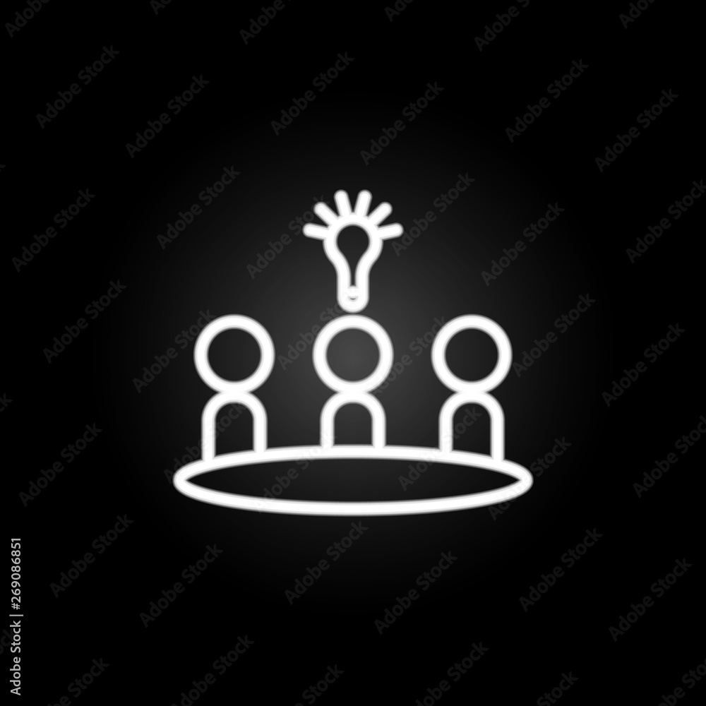 Poster focus group neon icon. elements of conferencing set. simple icon for websites, web design, mobile ap