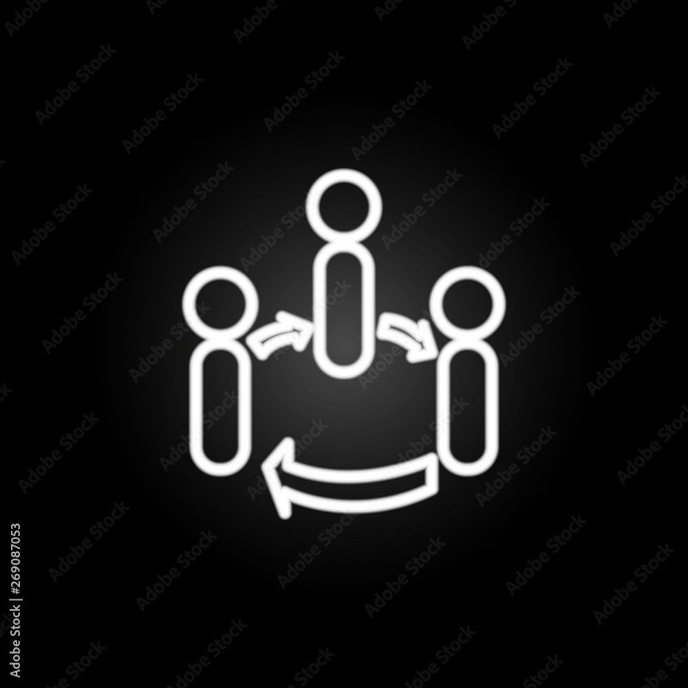 Poster the relationship of employees neon icon. elements of conferencing set. simple icon for websites, web