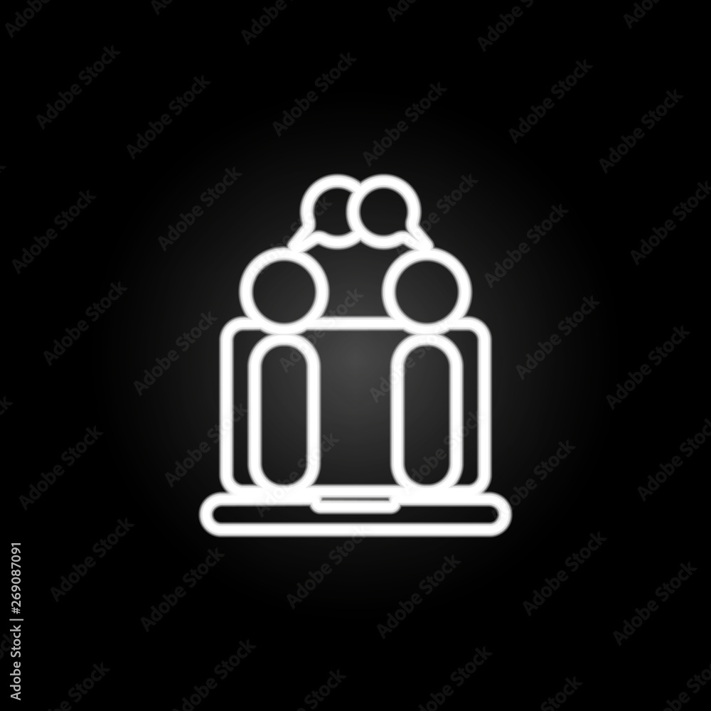 Poster online meeting neon icon. elements of conferencing set. simple icon for websites, web design, mobile