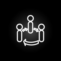 the relationship of employees neon icon. Elements of conferencing set. Simple icon for websites, web design, mobile app, info graphics