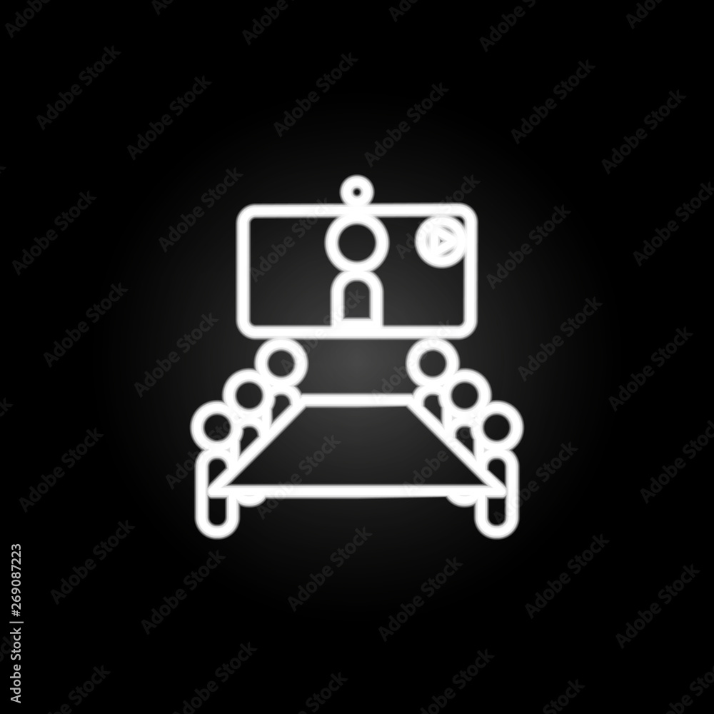 Poster online meeting neon icon. elements of conferencing set. simple icon for websites, web design, mobile