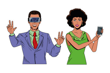 couple with virtual reality headset