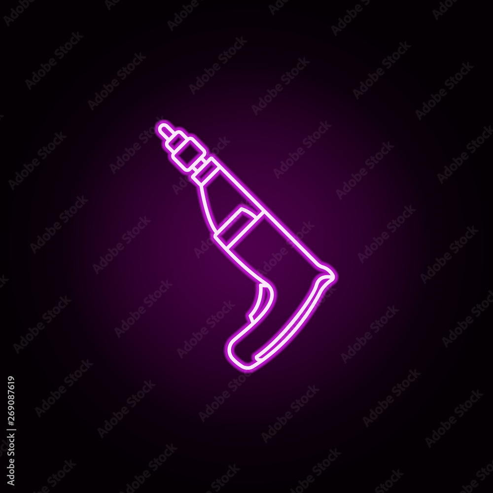 Aufkleber drill neon icon. elements of construction tools set. simple icon for websites, web design, mobile ap