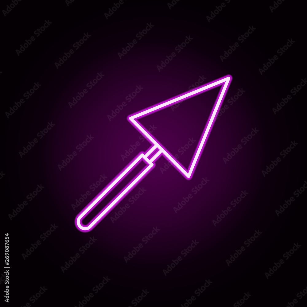 Poster putty knife neon icon. elements of construction tools set. simple icon for websites, web design, mob