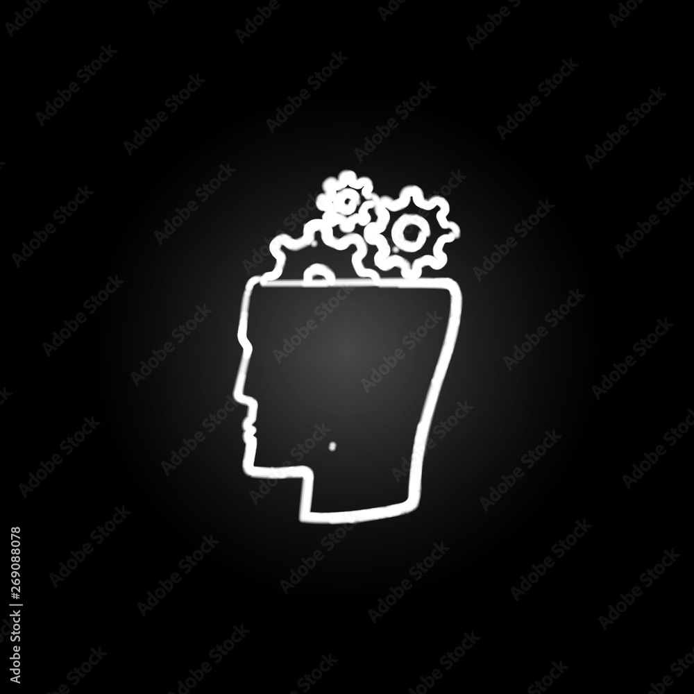 Poster gear head neon icon. elements of creative idea set. simple icon for websites, web design, mobile app