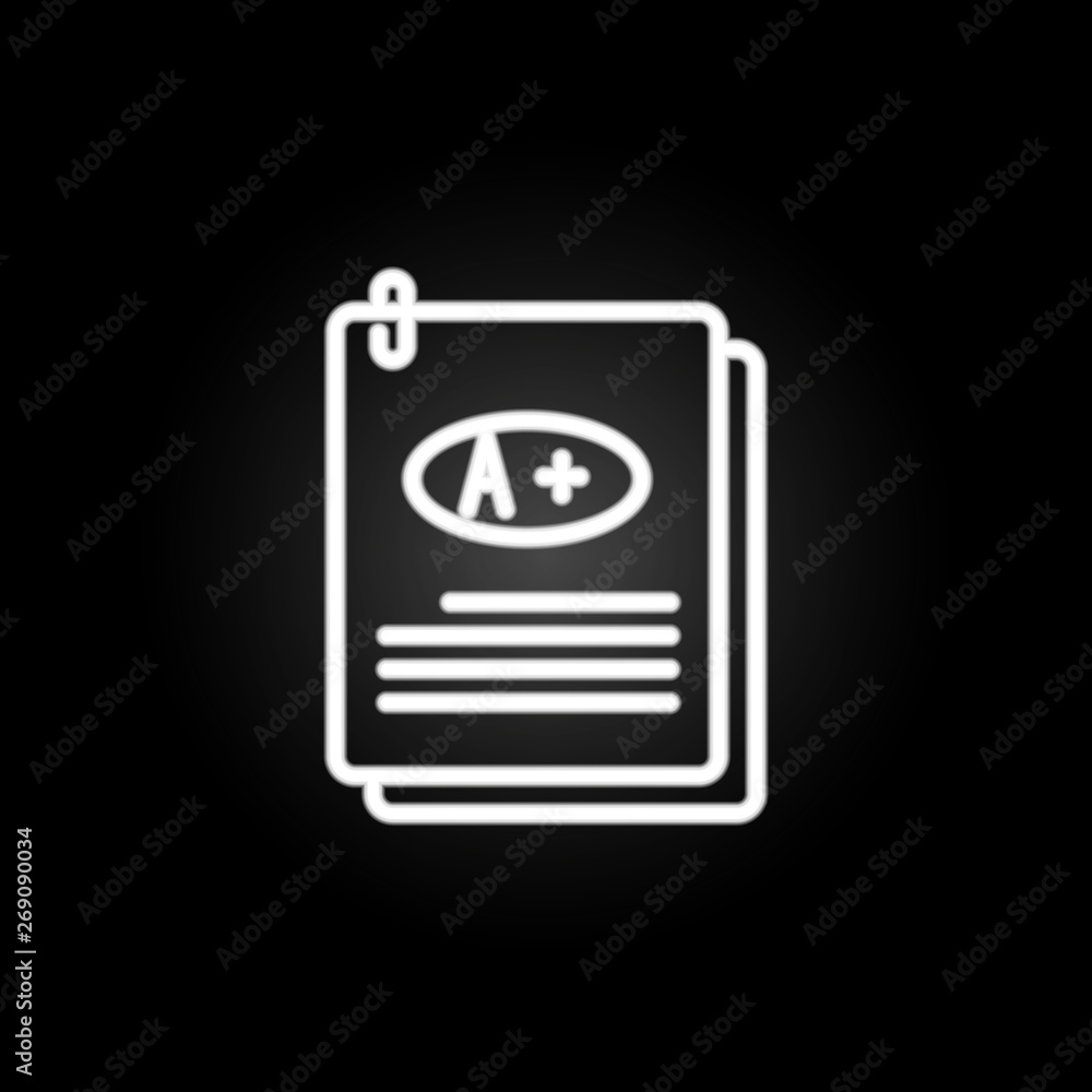 Poster exam answers neon icon. elements of education set. simple icon for websites, web design, mobile app,