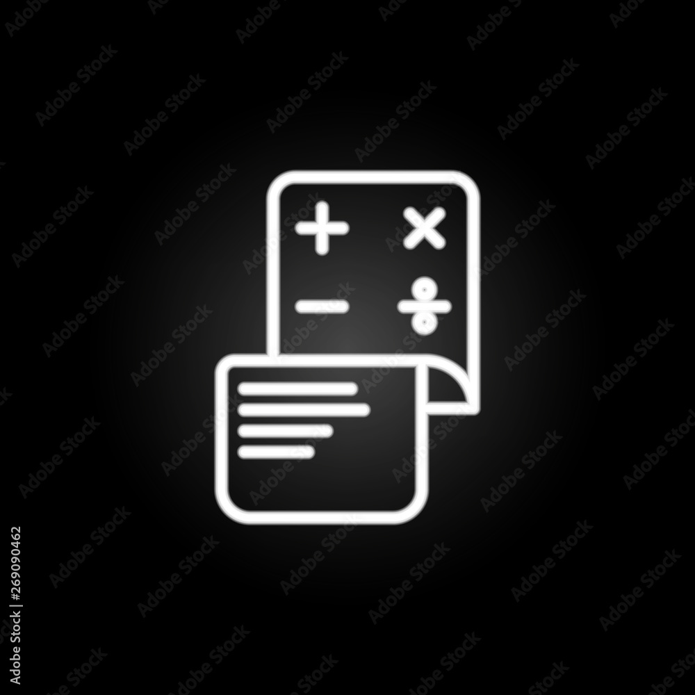 Aufkleber mathematical solution on paper neon icon. elements of education set. simple icon for websites, web d