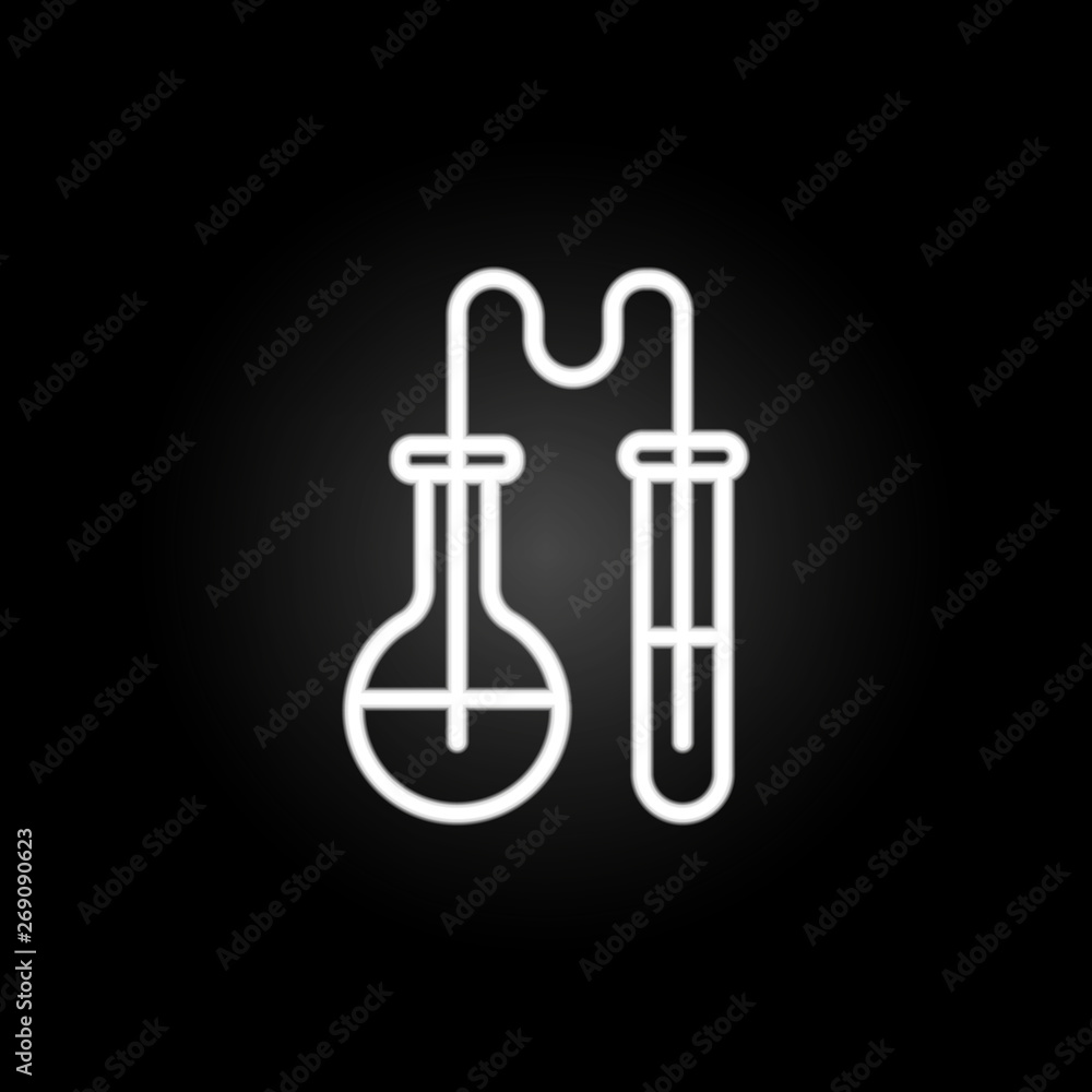 Poster attributes for chemistry class neon icon. elements of education set. simple icon for websites, web d
