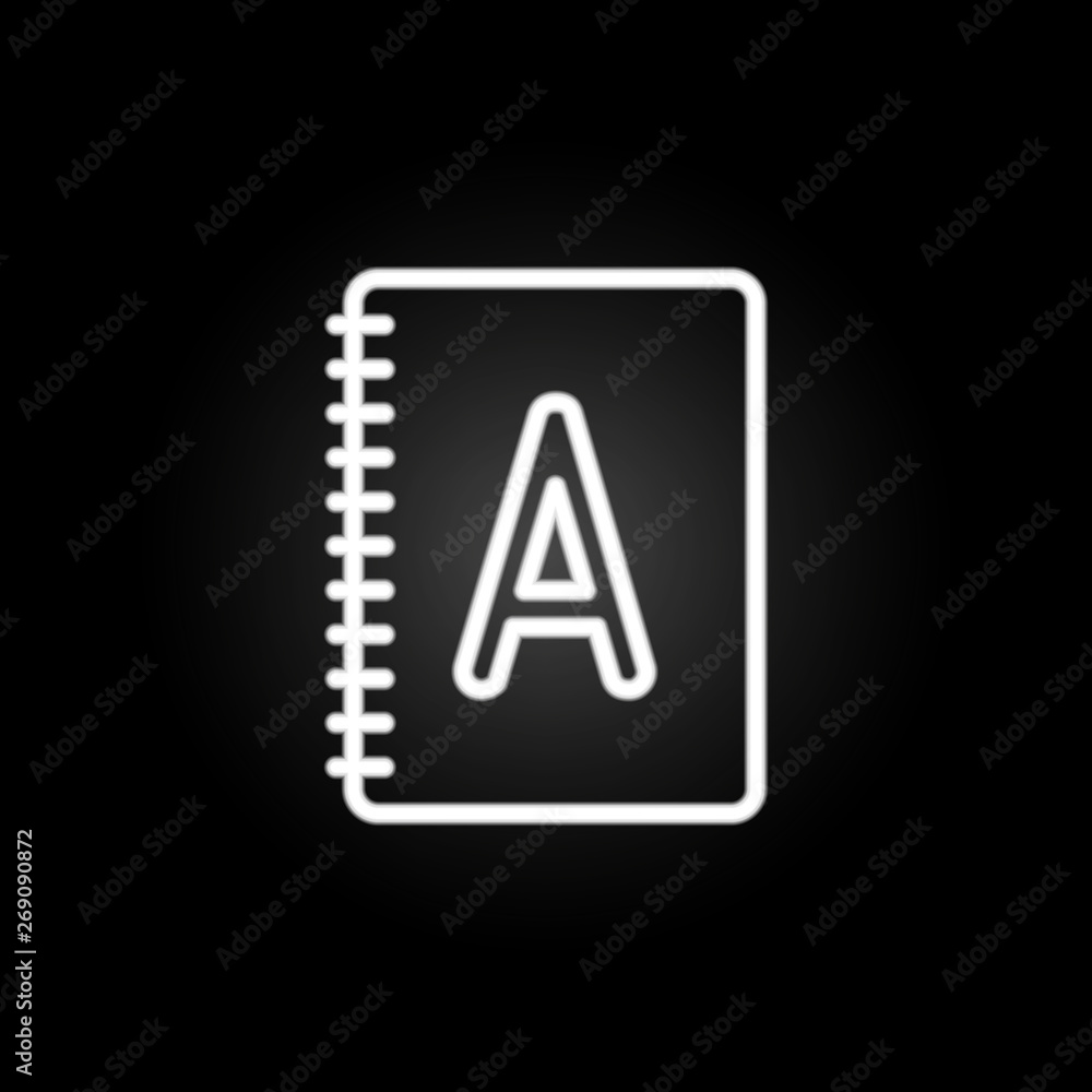 Poster notebook neon icon. elements of education set. simple icon for websites, web design, mobile app, inf