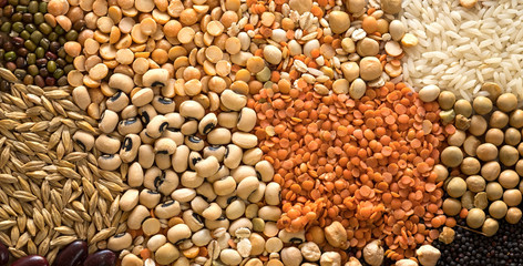 Mixed seeds, peas and pulses background