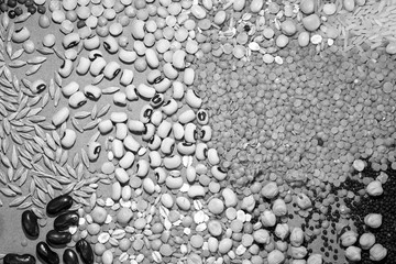 Black and white dry peas and lentils image