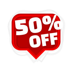 Banner 50 off with share discount percentage. Vector