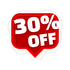 Banner 30 off with share discount percentage. Vector