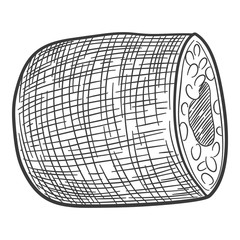 Hand drawn doodle sushi roll. Vector illustration for backgrounds, textile prints, menu, web and graphic design.