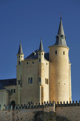 Fototapeta na wymiar Exterior view of the famous Alcazar Castle of Segovia Spain, Europe