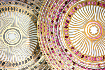 two decorative traditional plates. close up