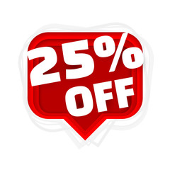 Banner 25 off with share discount percentage. Vector