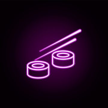 sushi neon icon. Elements of fast food set. Simple icon for websites, web design, mobile app, info graphics