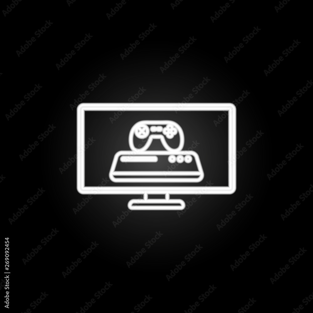 Poster game console neon icon. elements of gaming set. simple icon for websites, web design, mobile app, in