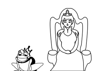queen on throne with toad prince characters