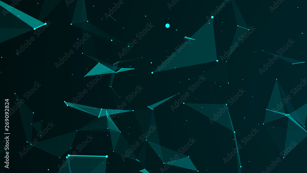 Aufkleber Abstract digital background. Cosmic particles. The effect of plexus. Big data visualization. 3d rendering