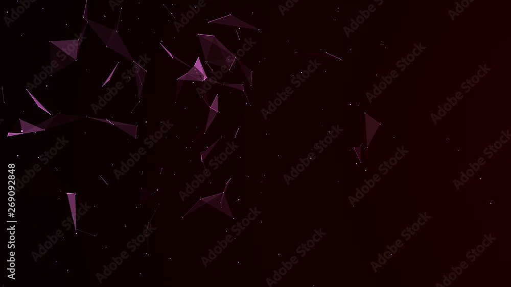 Poster Abstract digital background. Cosmic particles. The effect of plexus. Big data visualization. 3d rendering