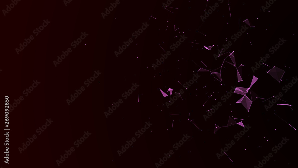 Poster Abstract digital background. Cosmic particles. The effect of plexus. Big data visualization. 3d rendering