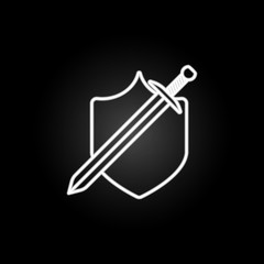 sword and shield neon icon. Elements of gaming set. Simple icon for websites, web design, mobile app, info graphics