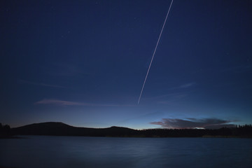 International Space Station streaking across sky Over Boca Reservoir