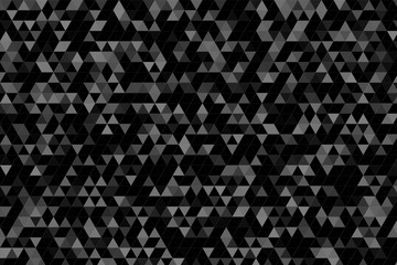 Abstract, dark triangular background. Modern tessera in gray and black mixed colors.