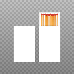Vector Opened Blank Box Of Red Matches Top View. Vector stock illustration.
