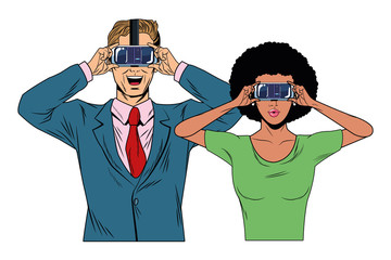 couple wearing virtual reality headset