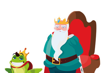 king on throne with toad prince characters