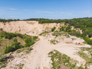 Fototapeta na wymiar top view of sand mine heavy industrial