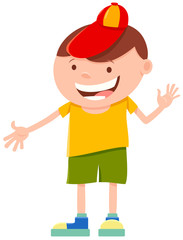 happy elemntary age boy cartoon character