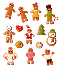Set of delicious, tasty gingerbread of different home holidays