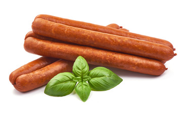 Oktoberfest Smoked Sausages, close-up, isolated on white background