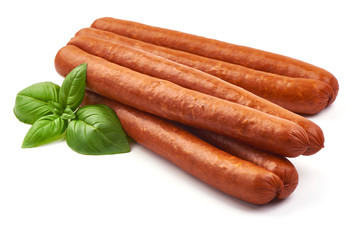 Oktoberfest Smoked Sausages, close-up, isolated on white background.