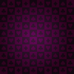 Poker card suits rectangle purple casino pattern background vector illustration