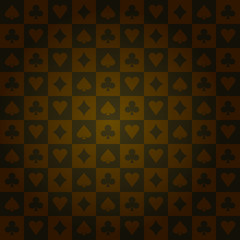 Poker card suits rectangle golden. casino pattern background vector illustration