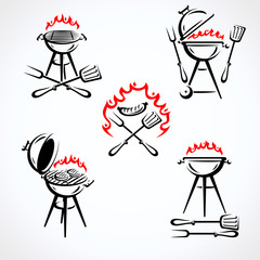 Grill labels and elements set. Collection icon grill. Vector