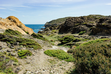 Fototapeta na wymiar Hiking on Camí de Ronda trail, Cap de Creus