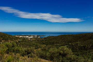Fototapeta na wymiar Scenery in Cadaqués with blue sky