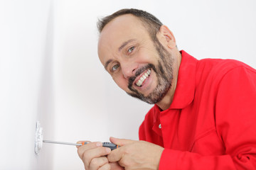happy electrician prior to installation